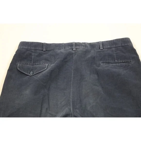 Vintage 70s Lands End Mens 40x32 Faded Wide Leg Corduroy Chino Pants Blue USA